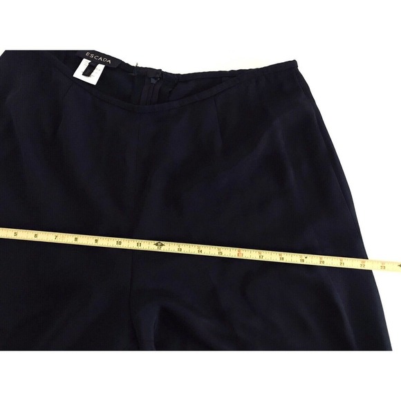 Escada | Wide Leg Slit Crop Pants Womens Size 44 Navy Blue Silk Loose Fit - Picture 10 of 12